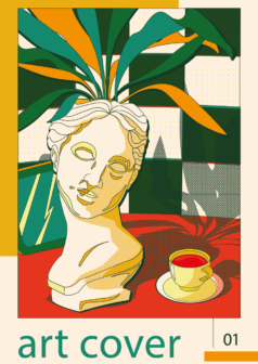 Ilustración digital la musa del café