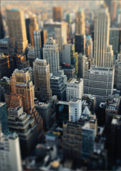 Ilustración digital entre rascacielos