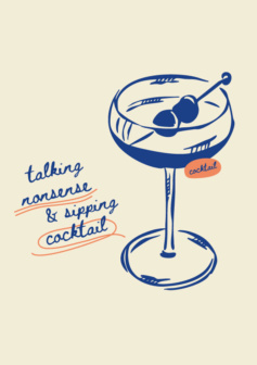 Ilustración digital charla de bar