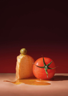 Ilustración digital rojo y oro