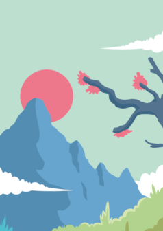 Ilustración digital amanecer sakura