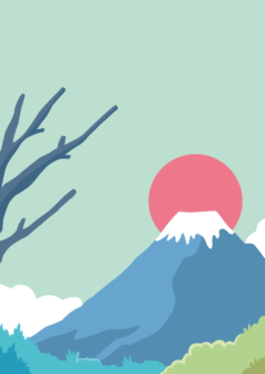 Ilustración digital despertar fuji