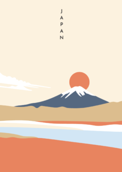 Ilustración digital horizonte fuji